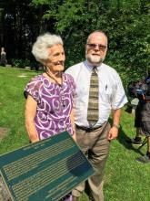 Ellie Bryce and Andy Bryce at the P.H. Bryce Plaque in 2015